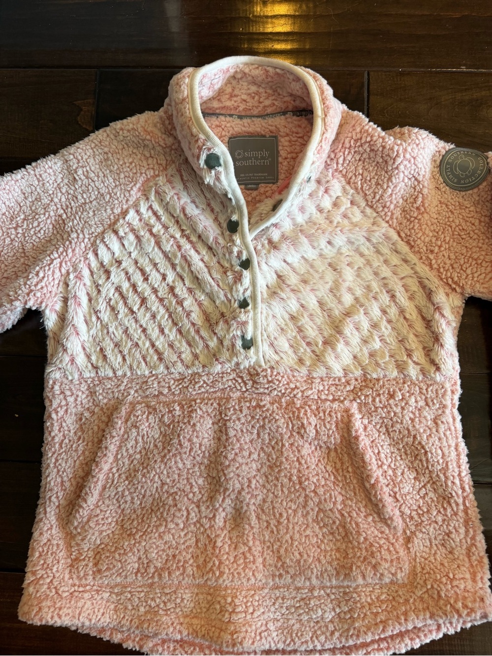 Simply Southern Pink Quilted Sherpa Pullover for ladies